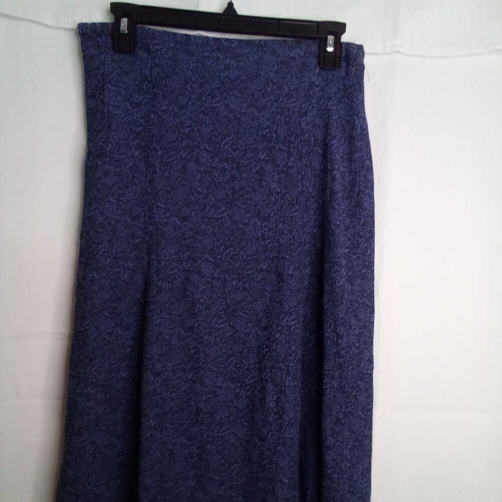 Norton McNaughton Skirt Women PXL Petite XL Pull On elastic Ribbed Textured Blue